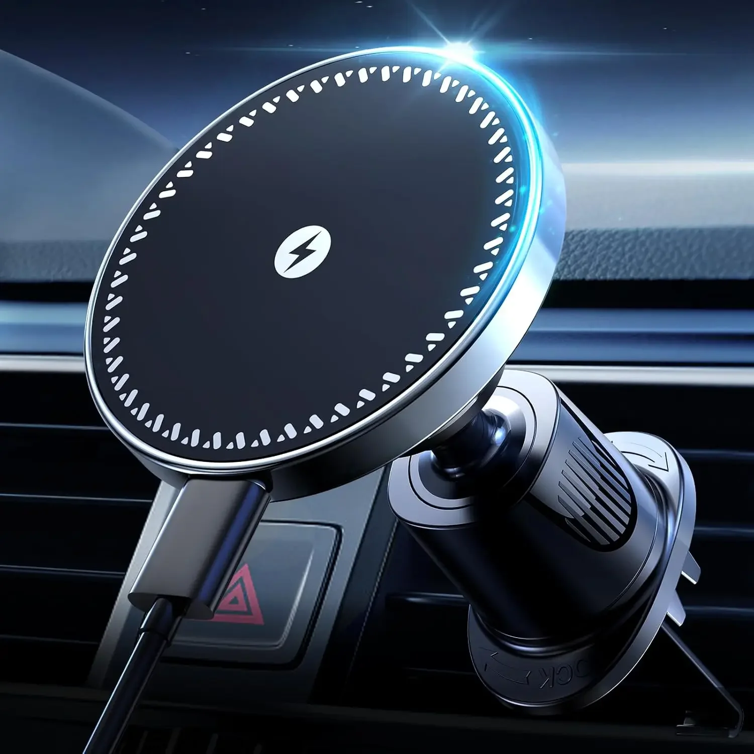 Magnetischer kabelloser Auto-Ladehalter 15 W für Lüftungsgitter, iPhone