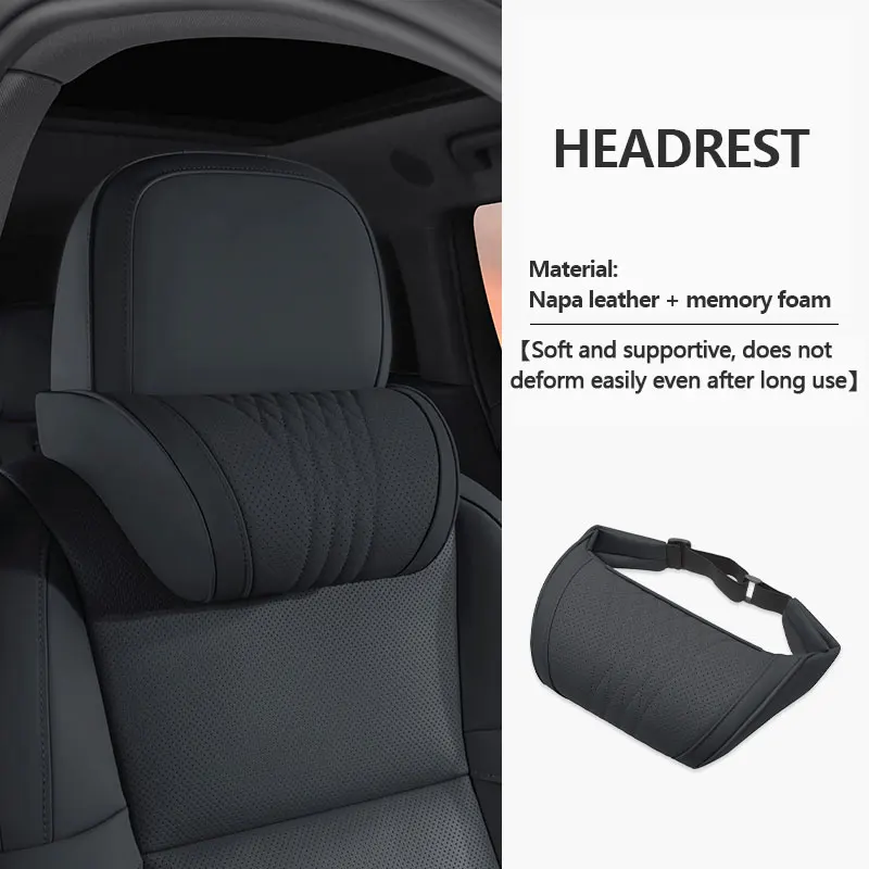 Apex Rush Universelles Auto-Nackenkissen und Lendenkissen aus Nappaleder mit Memory-Schaum, Ergonomische