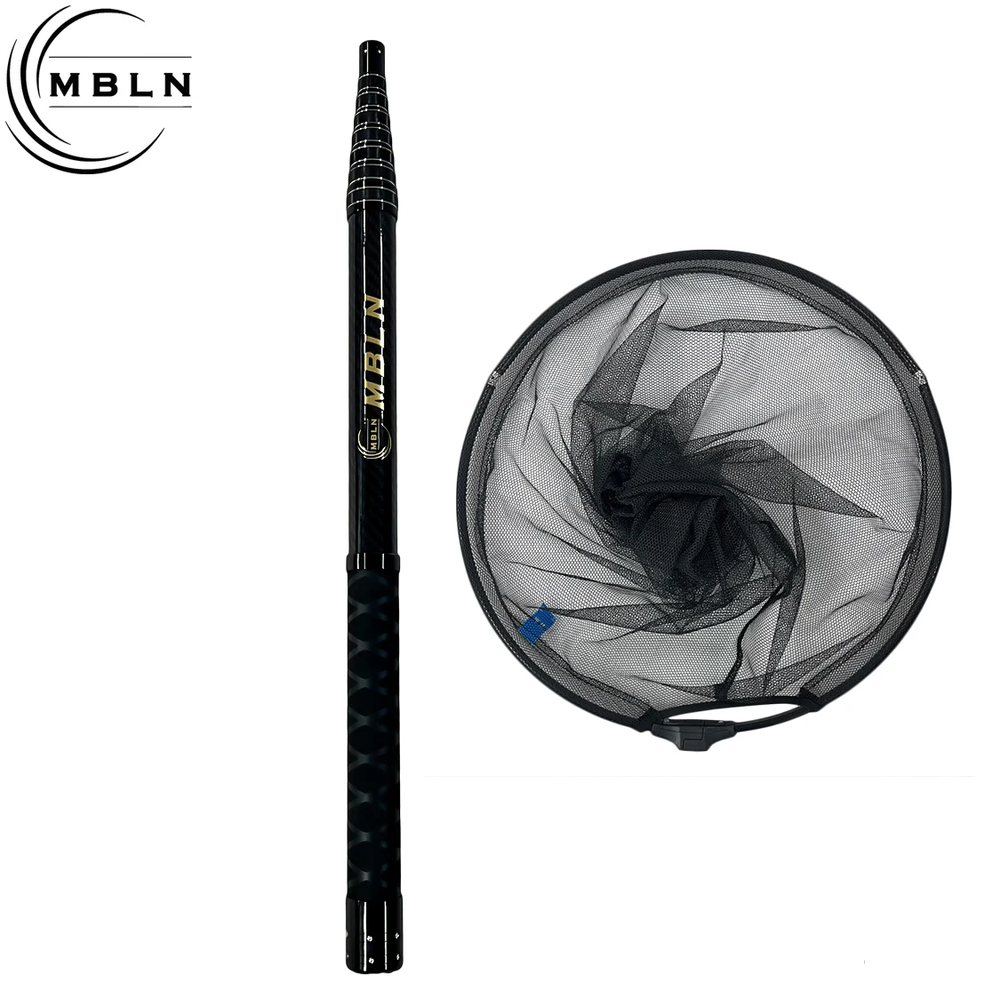 MBLN Kohlefaser-Schaufelnetz, 3M Teleskopstange, 45CM Netzkopf, Zusammengeklappt 58,5CM Länge