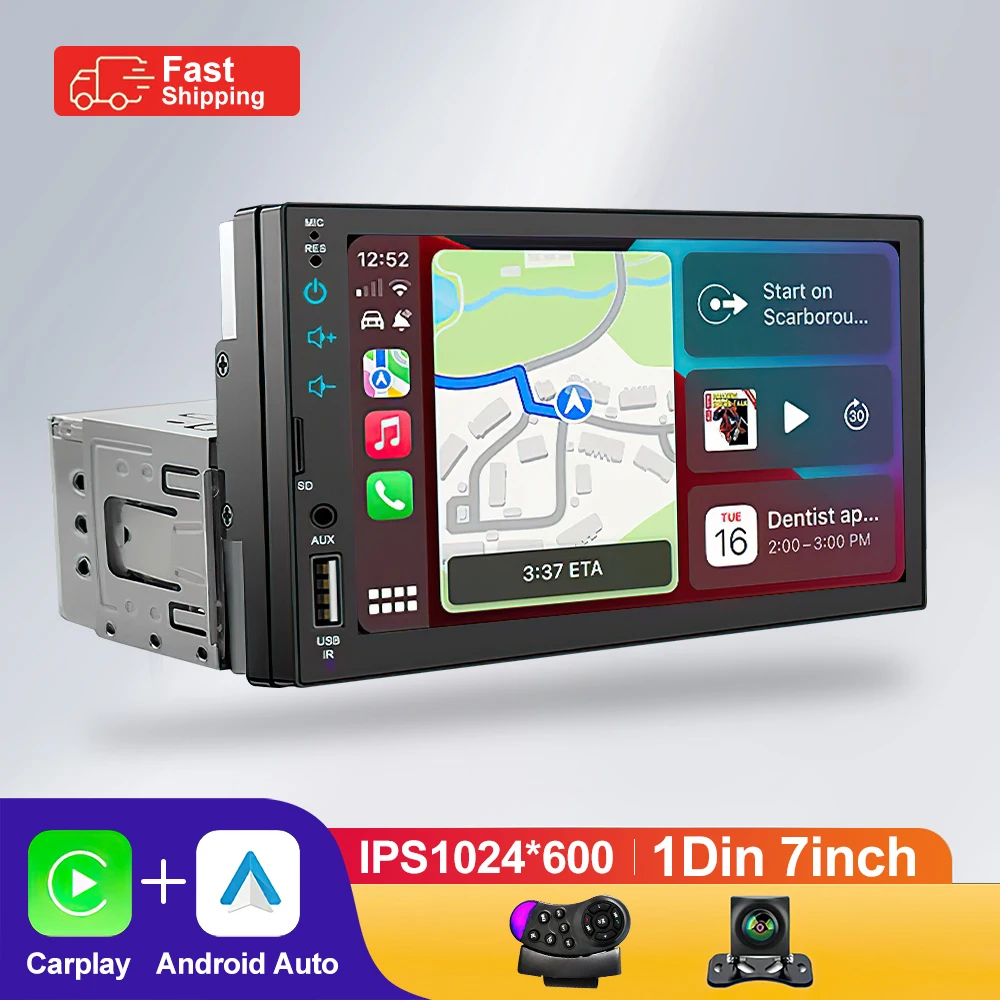 HD 7 zoll IPS Touchscreen Universal 1Din Caplay Android auto Auto Radio Stereo Multimedia Player Autoaudio FM