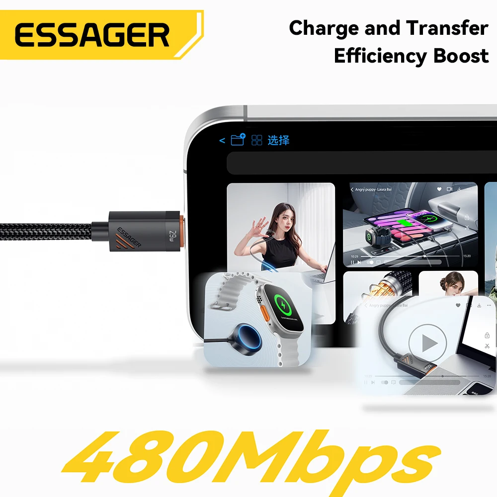 Essager Car Spring USB C auf Lightning-Kabel PD 29 W Schnellladung – Bild 5