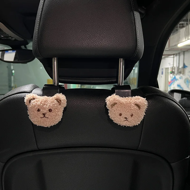 Nette Cartoon Bär Auto Sitz Zurück Haken Lagerung Fahrzeug Kopfstütze Organizer Aufhänger (2 Stück)