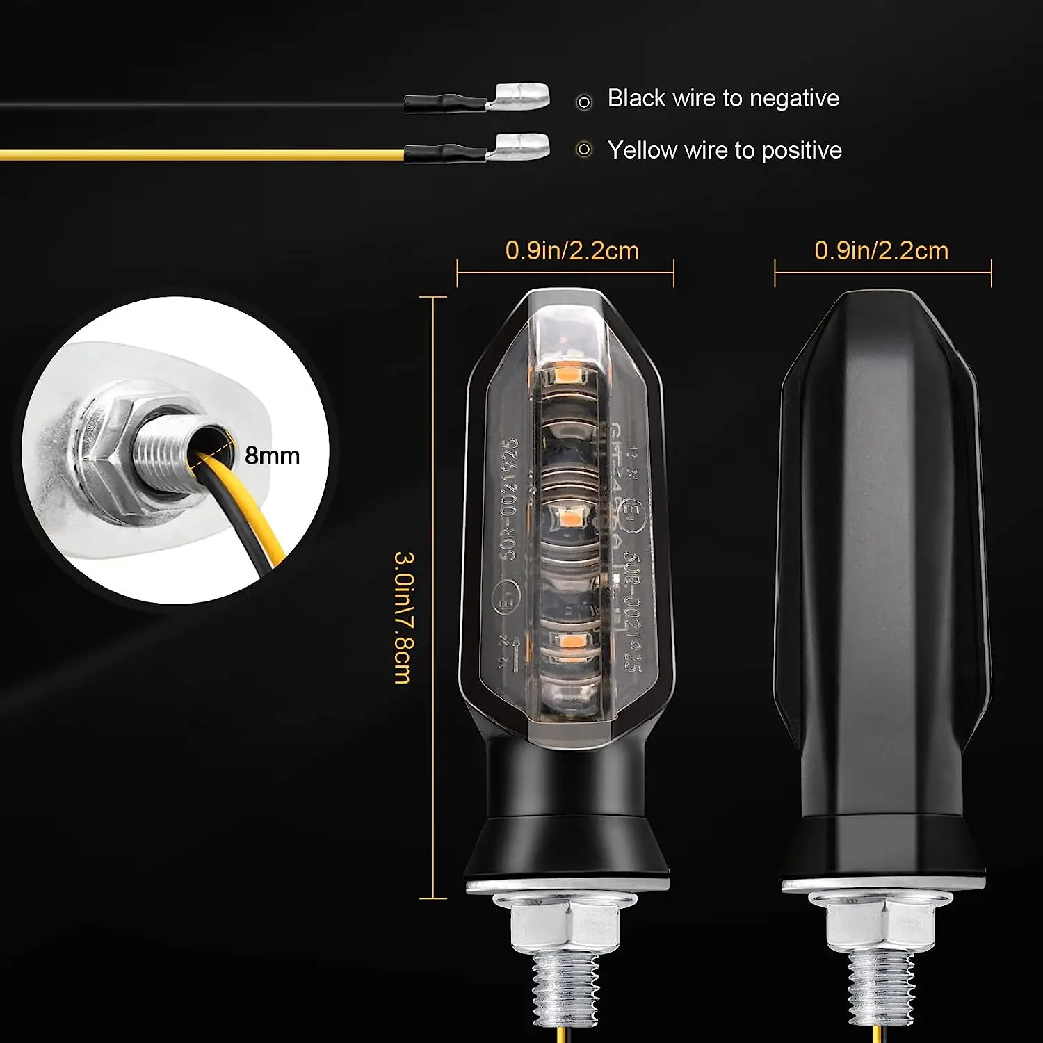 8mm Mini Motorrad LED Blinker Lichter Bernstein Blinklicht Blinker – Bild 6