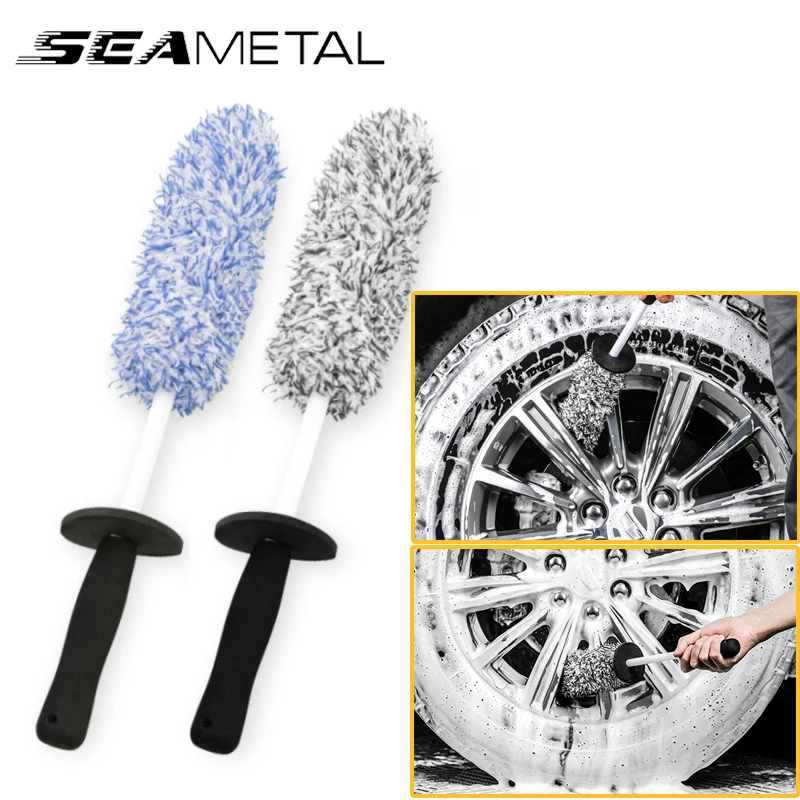 SEAMETAL Autowaschbürste, Plüsch, Premium-Räder, Bürste, rutschfester Griff, leicht zu reinigen, Felgen