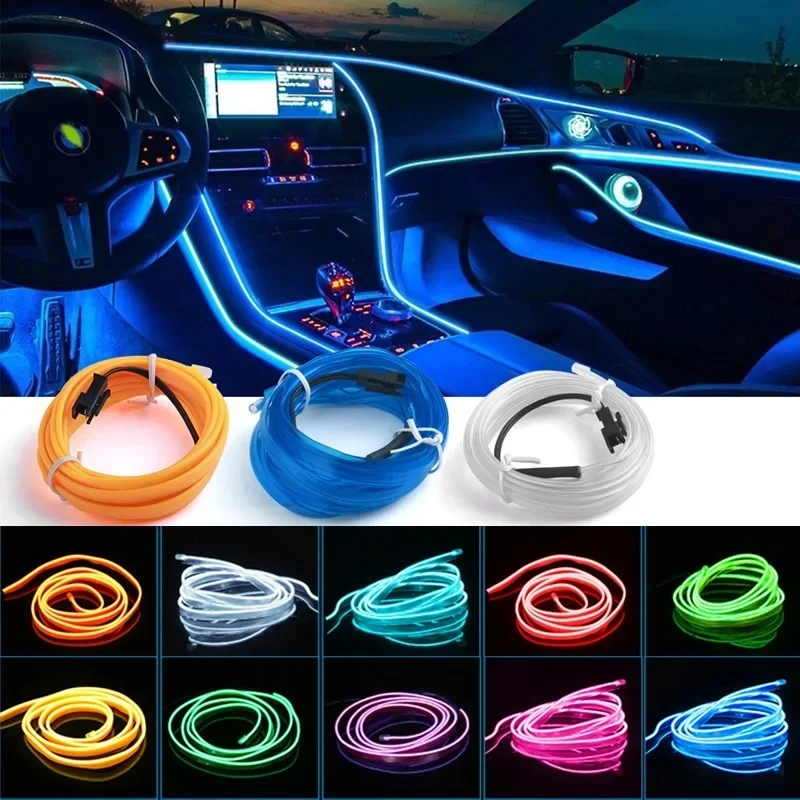 1M/3M/5M Auto Innen Led Dekorative Lampe EL Verdrahtung Neon Streifen Für Auto DIY flexible Umgebungs Licht