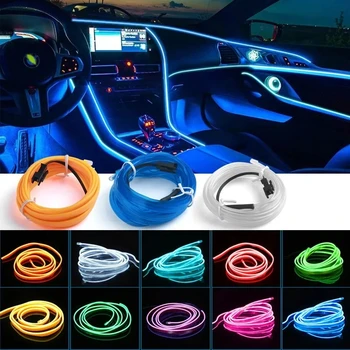 1M/3M/5M Auto Innen Led Dekorative Lampe EL Verdrahtung Neon Streifen Für Auto DIY flexible Umgebungs Licht