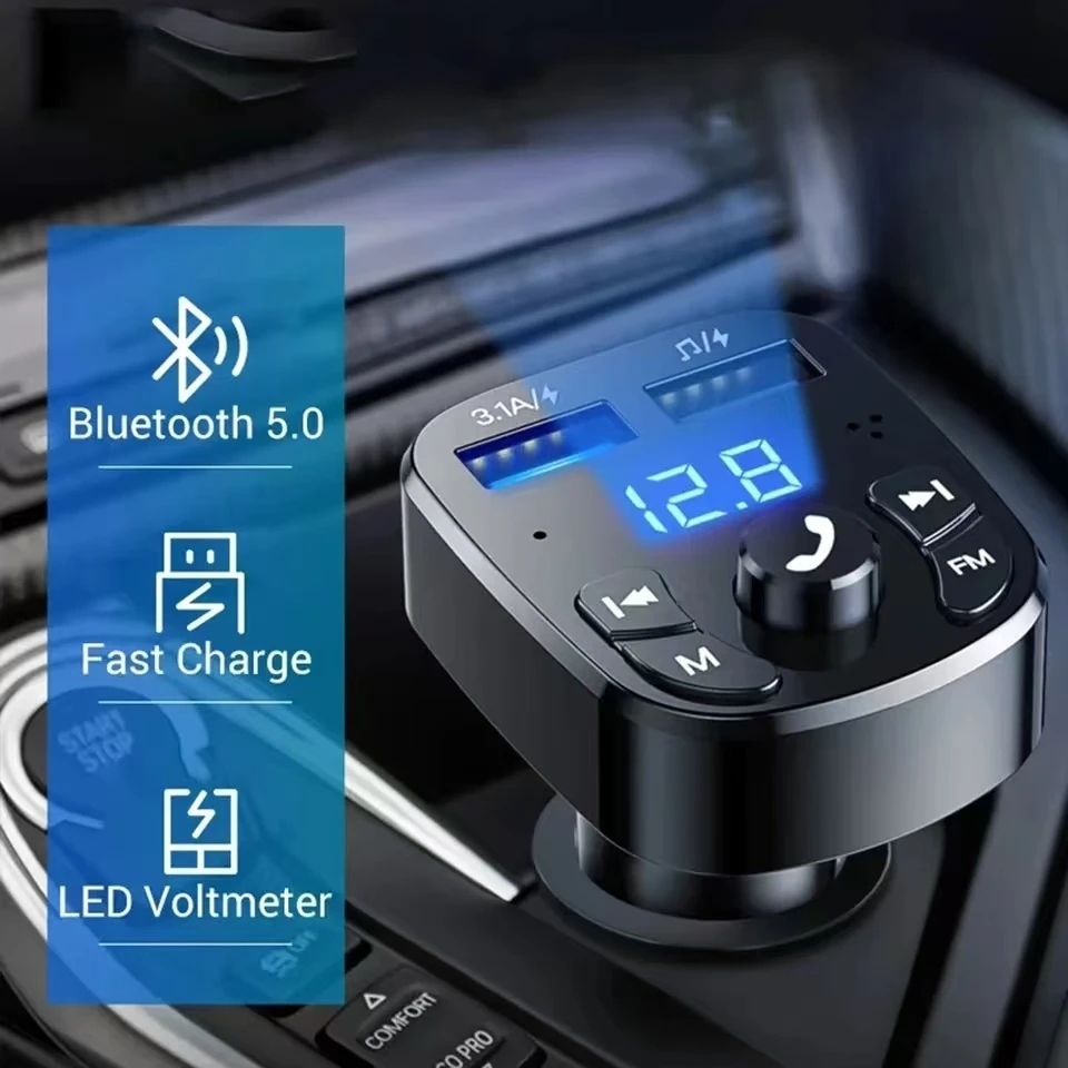 Auto Freisprecheinrichtung Bluetooth 5,0 FM Sender Schnellladung Car – Bild 3