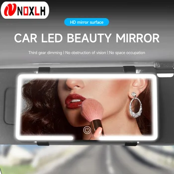 LED Auto Make-Up HD Spiegel Sonnenschirm Make-Up Hängen Spiegel Ultra Dünne USB Ladung Autom Kosmetik Spiegel