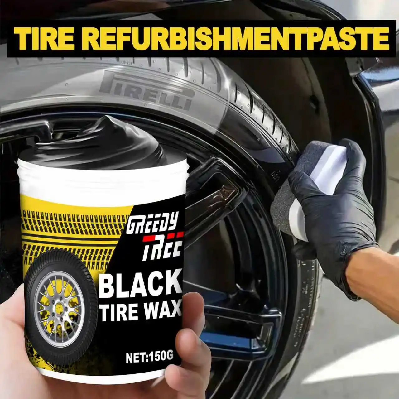 Reifenglanzspray und -verband - Hochglänzender schwarzer Reifenpolitur – Bild 2