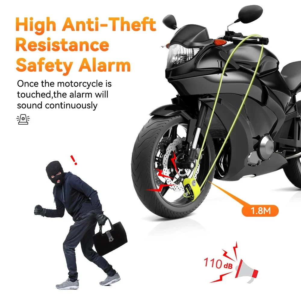 Anchtek Motorrad wiederauf ladbare Disc Lock Alarm 120db Fahrrad – Bild 2