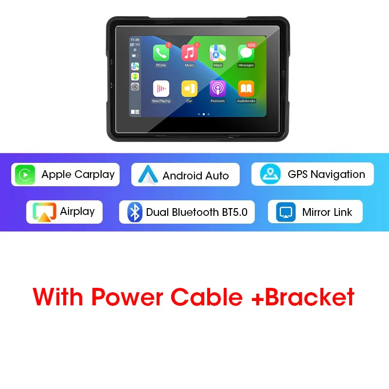 Jansite 5/7 Zoll Carplay Motorrad-DVR-Navigation GPS Wireless CarPlay Android Auto IPX7 Display-Bildschirm