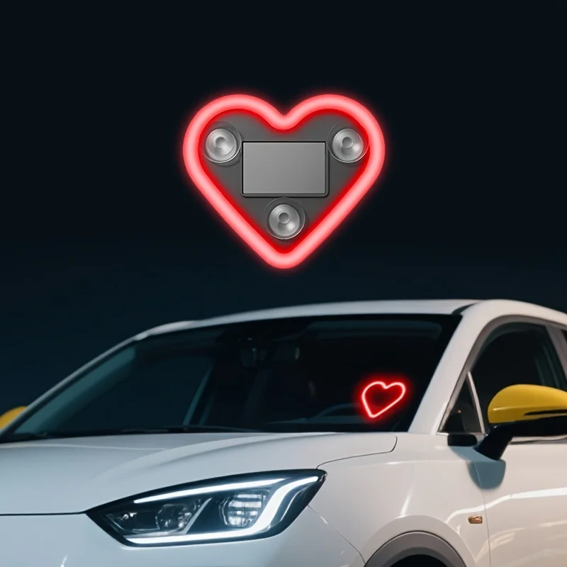 Solarbetriebene LED-Neonlichter für Autofenster - herzförmiges – Bild 2