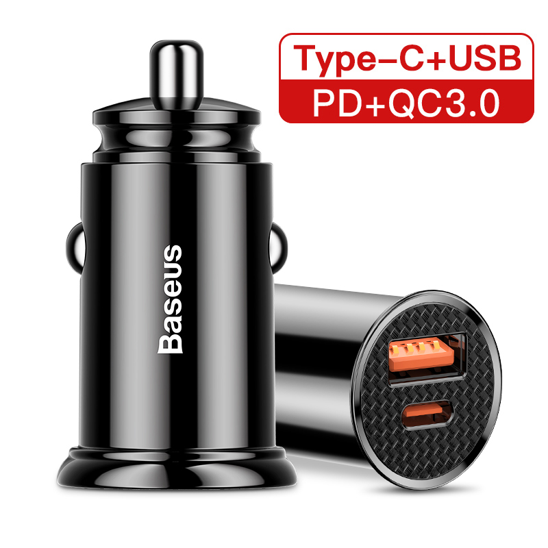 Baseus 30W USB-Autoladegerät Quick Charge 4.0 3.0 FCP SCP USB PD für Xiaomi iPhone 12 13 14 15 Pro