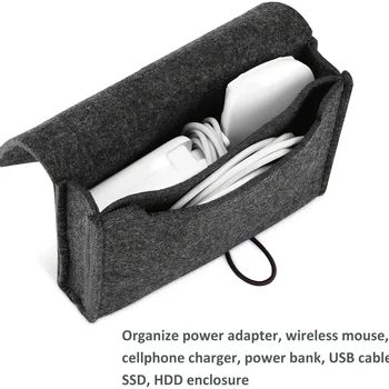Tragbarer Filz-Elektronikzubehör-Organizer - Aufbewahrungstasche für Netzadapter & USB-Kabel für Reisen
