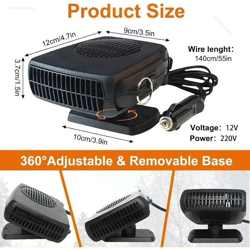 150W Auto-Heizlüfter 12V/24V Luftkühler Tragbarer Demister – Bild 3