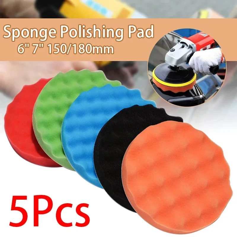 5er-Set 150/180mm Auto-Polierpads 5/6/7 Zoll Schwamm-Polierer – Bild 2