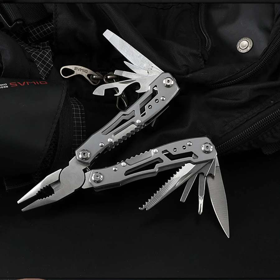 Camping Multitool Edelstahl Tragbare Klappmesser Zange Outdoor Notfall – Bild 6