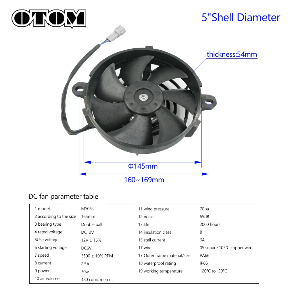 OTOM Motorrad Kühler Fan Wasser Tank Luft Fan Öl Kühler Motor Kühlung – Bild 3
