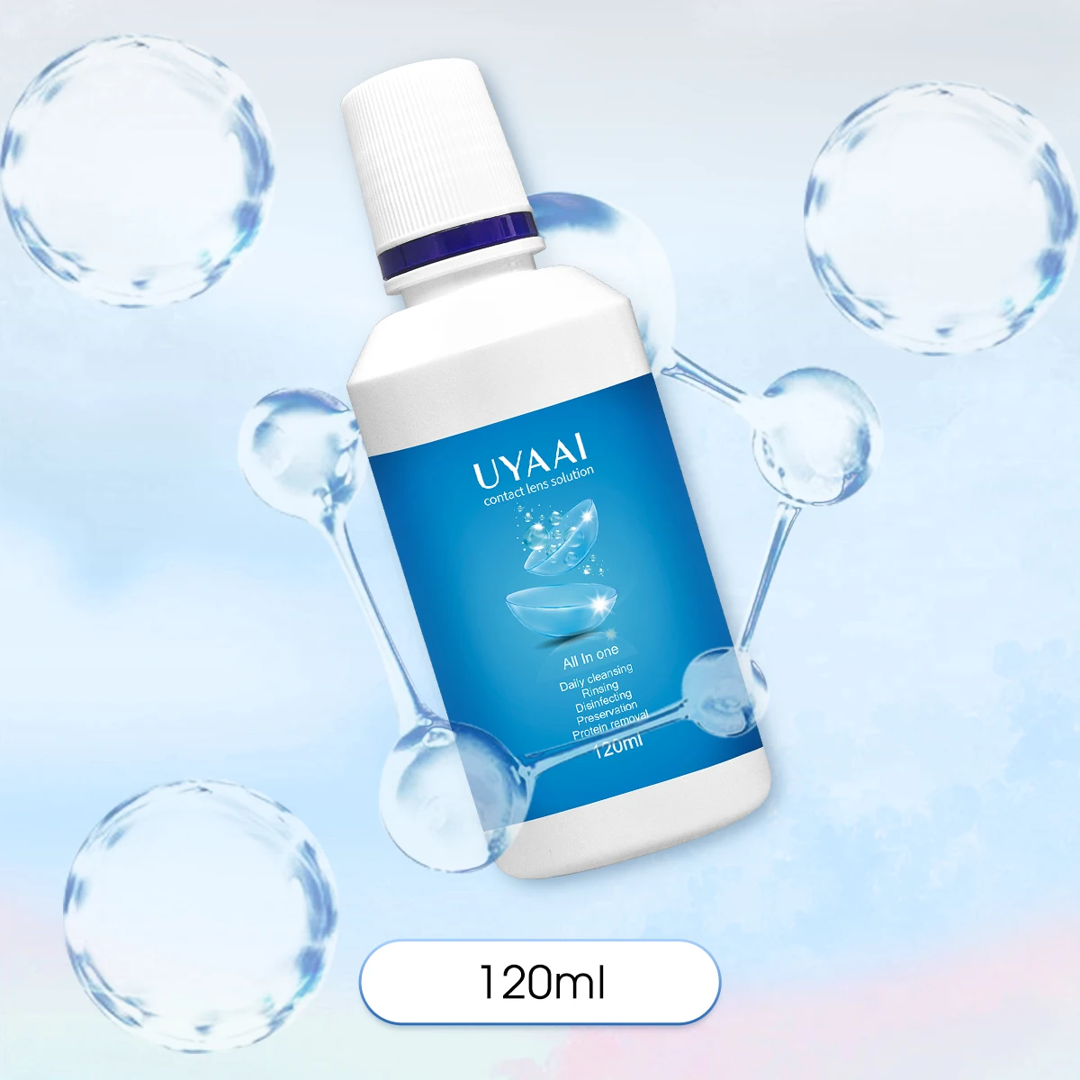 UYAAI 60ML/120ML Kontaktlinsenflüssigkeit Pflegelösung Linsenreiniger – Bild 3