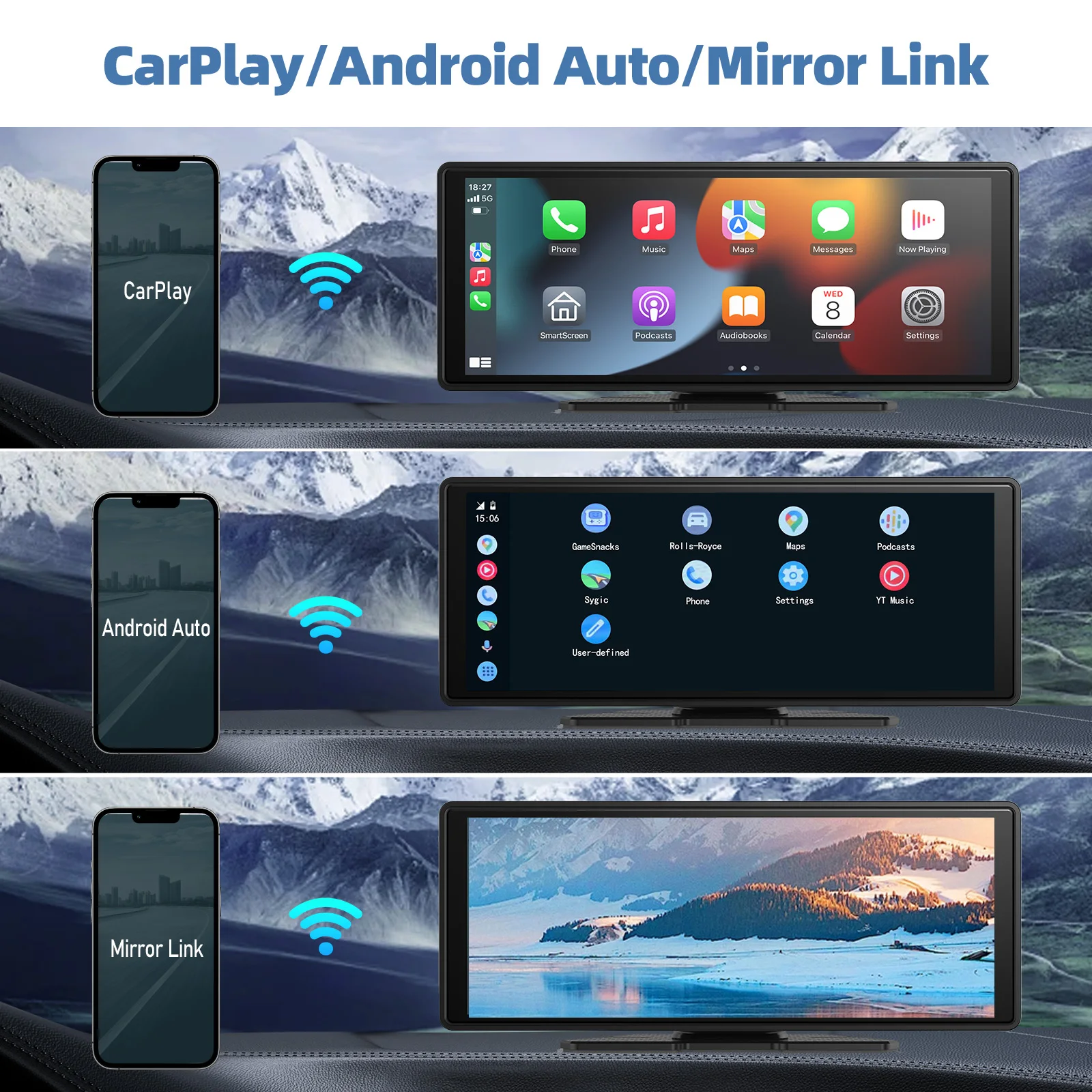 Universeller tragbarer kabelloser Carplay-Bildschirm für das Auto – Bild 6