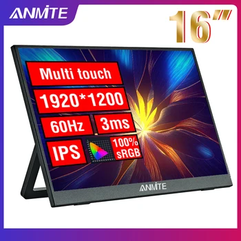 Anmite 16-Zoll tragbarer Touch-Monitor, berührungslos, optional 1200P HDR 16:10 für XBox PS4/5 Switch Handy PC