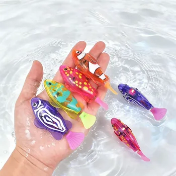 Roboter-Fisch-Spielzeug mit LED-Beleuchtung, Wasseraktivierte Schwimmtiere für Pool, Elektronischer
