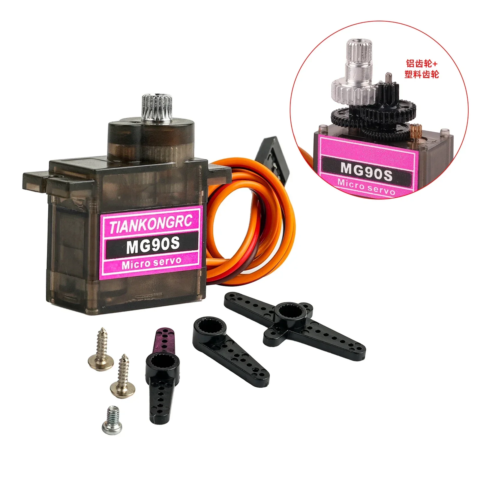 MG90S Micro-Servomotor 180/270/360 Grad Metall-/Kunststoffgetriebe 9 g – Bild 2
