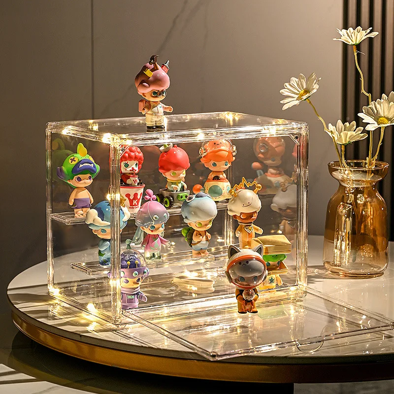 Klare Displaybox für Fingures, faltbare Spielzeugvitrine aus klarem Acryl für Figuren und Blindbox-Puppen