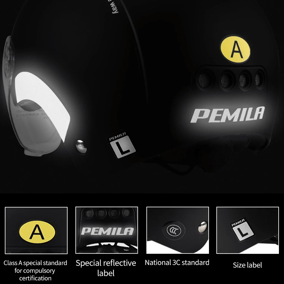 PEMILA Fahrradhelm mit Schutzbrille, Objektiv, Gehörschutz – Bild 3
