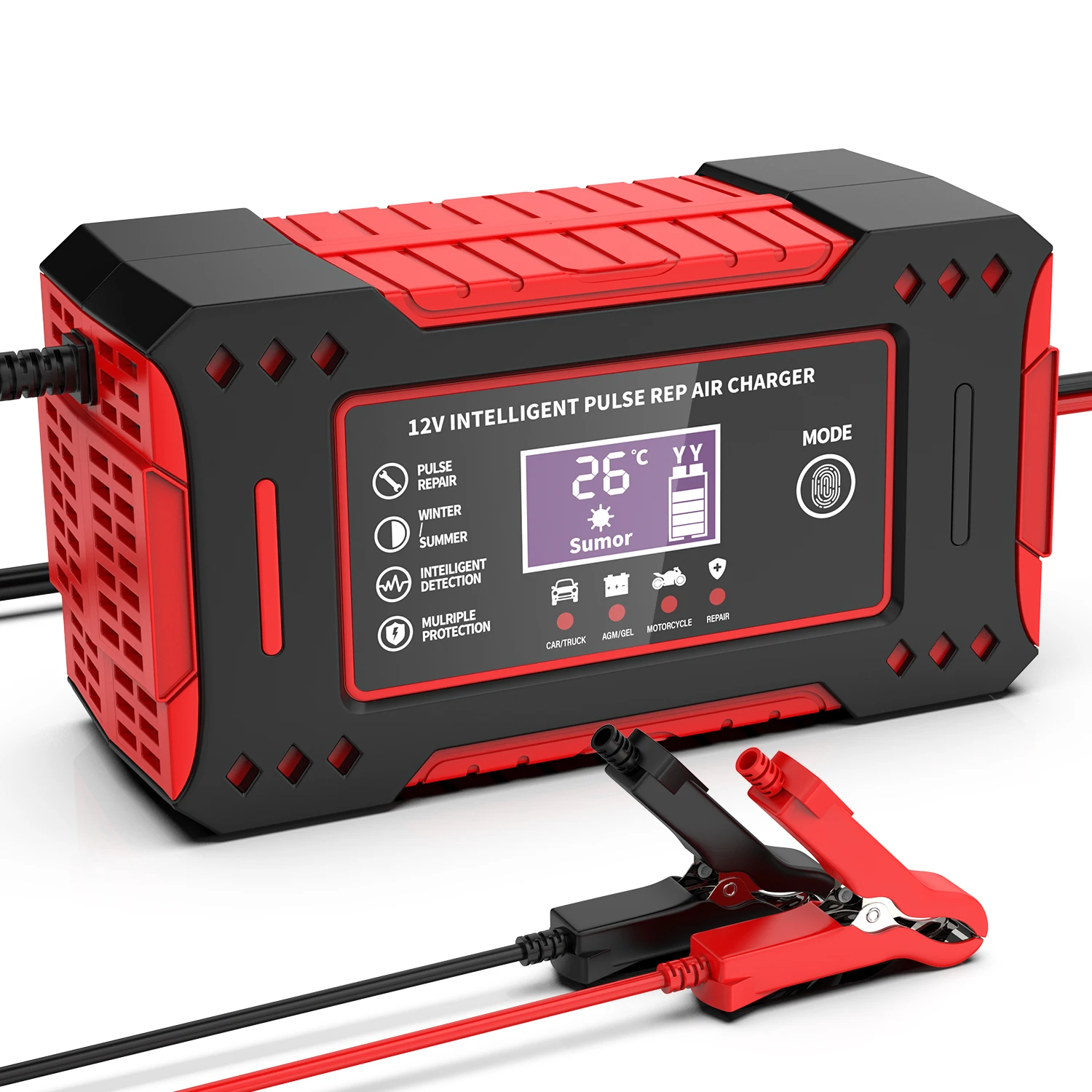 6A 12V Intelligentes Autobatterie-Ladegerät Auto- und Motorrad-Batterie-Ladeeinheit