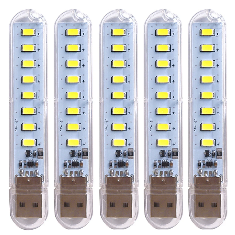 Tragbare USB Streifen Licht Mini Led Warm Weiß Nacht Lichter USB Stecker Buch Lampe Zimmer Notfall (5 Stück)