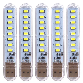 Tragbare USB Streifen Licht Mini Led Warm Weiß Nacht Lichter USB Stecker Buch Lampe Zimmer Notfall (5 Stück)