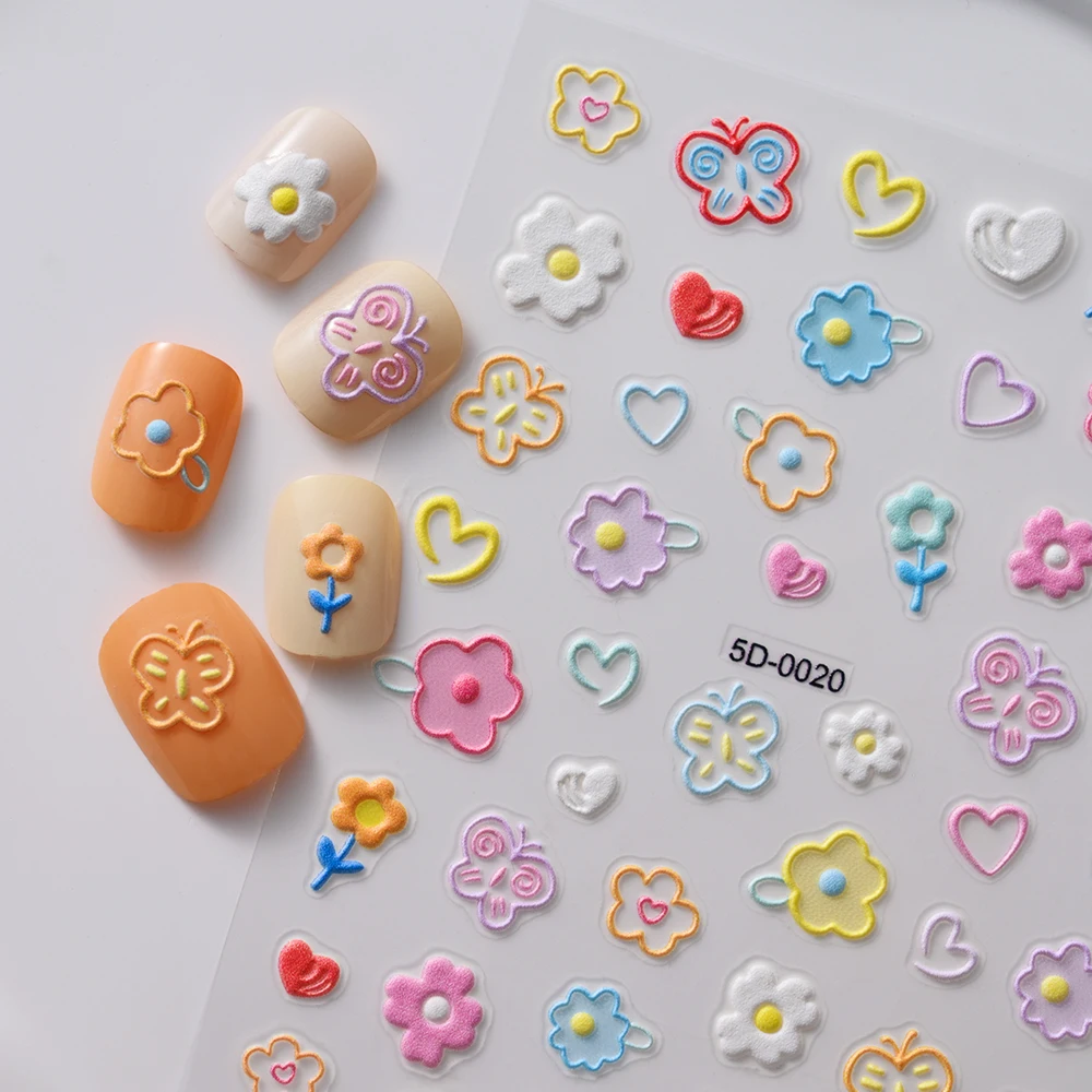 5d Macaron Blume/Frucht Nagel Charms Aufkleber geprägt Bär/Kaninchen/Brief Nägel Schieber Aufkleber Sommer