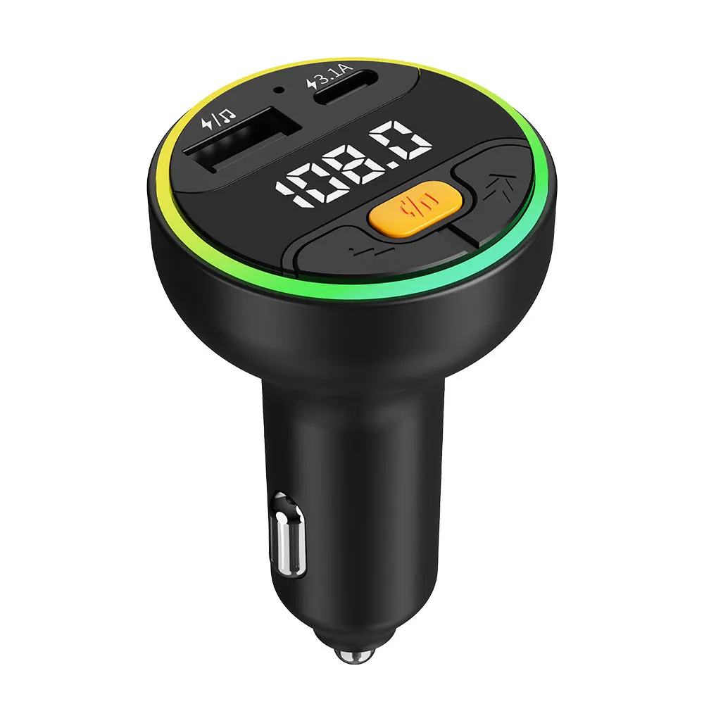 Auto FM-Transmitter Bluetooth 5.3 Freisprecheinrichtung Kabelloses Auto-Kit USB-C Autoladegerät Auto-Radio