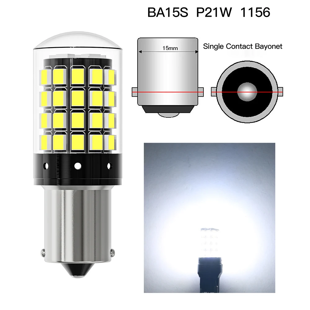 1156 BA15S P21W BAU15S PY21W 7443 W21/5W T20 7440 W21W WY21W 1157 P21/5W BAY15D 54 Led-lampen CanBus (2 Stück)