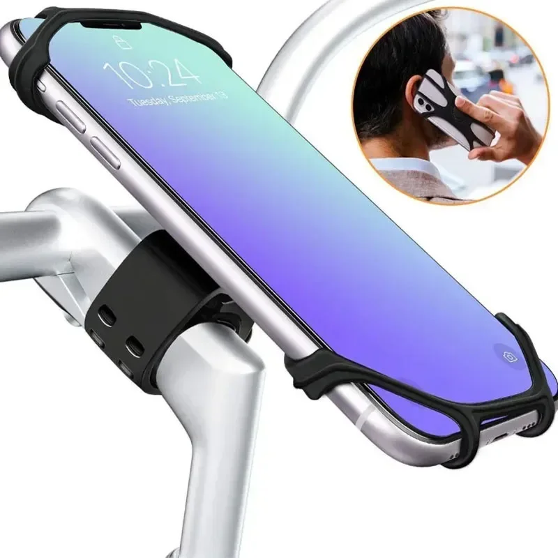 360° drehbarer Fahrrad- und Motorrad-Telefonhalter, Silikonhalterung – Bild 2