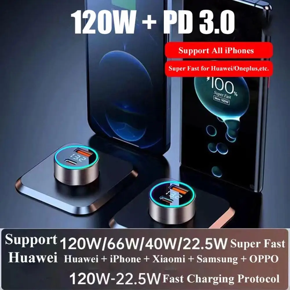 Autoladegerät 120 W USB + PD 20 W Dual Ports Superschnelles Laden – Bild 2