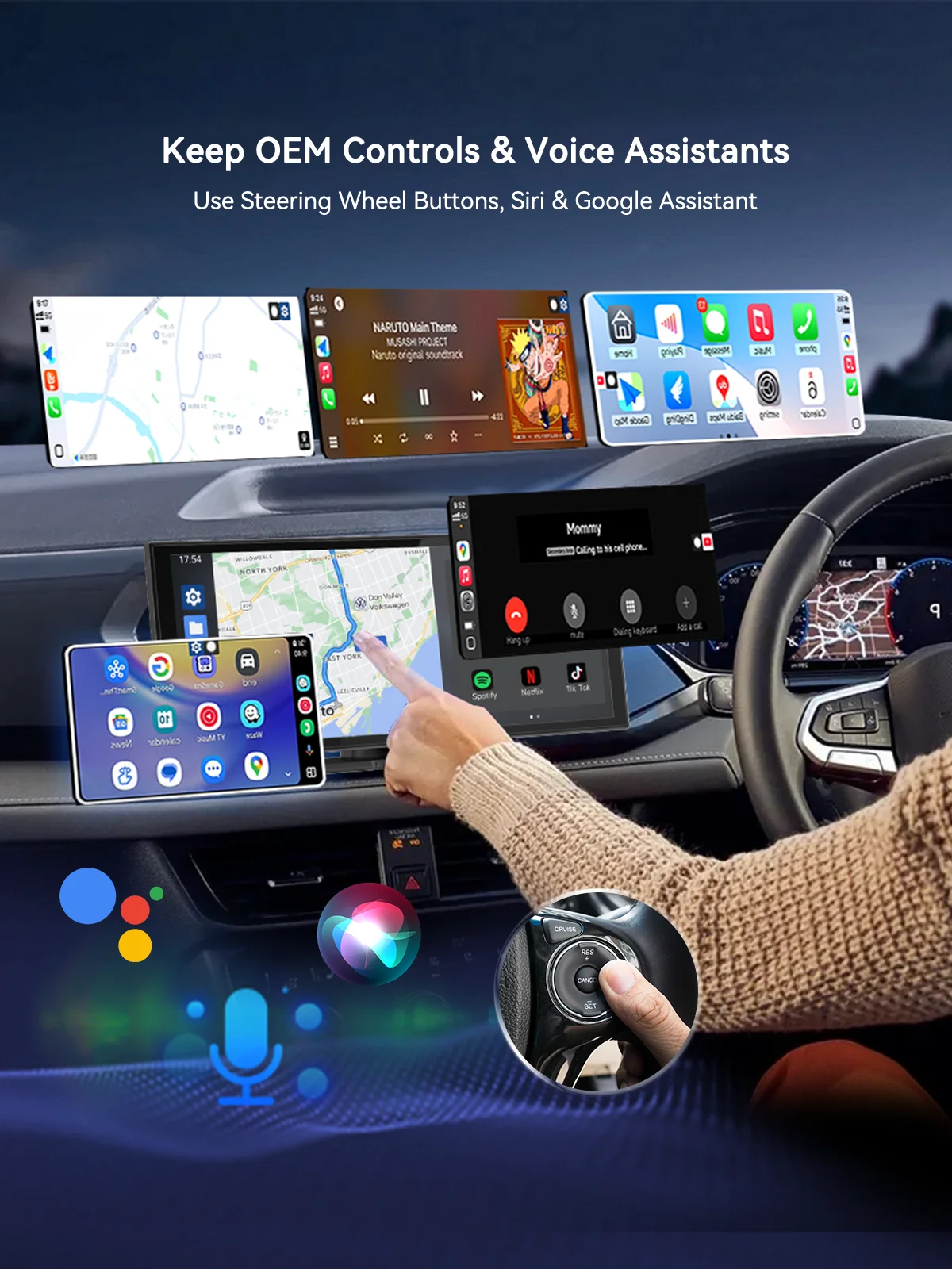 (Typ-C) 2-in-1-Carplay-Dongle, kabelloser CarPlay-Apapter USB C – Bild 4