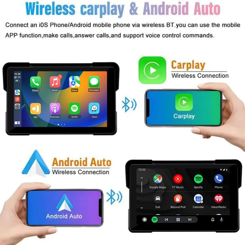 Jansite 5/7 Zoll Carplay Motorrad-DVR-Navigation GPS Wireless CarPlay – Bild 2