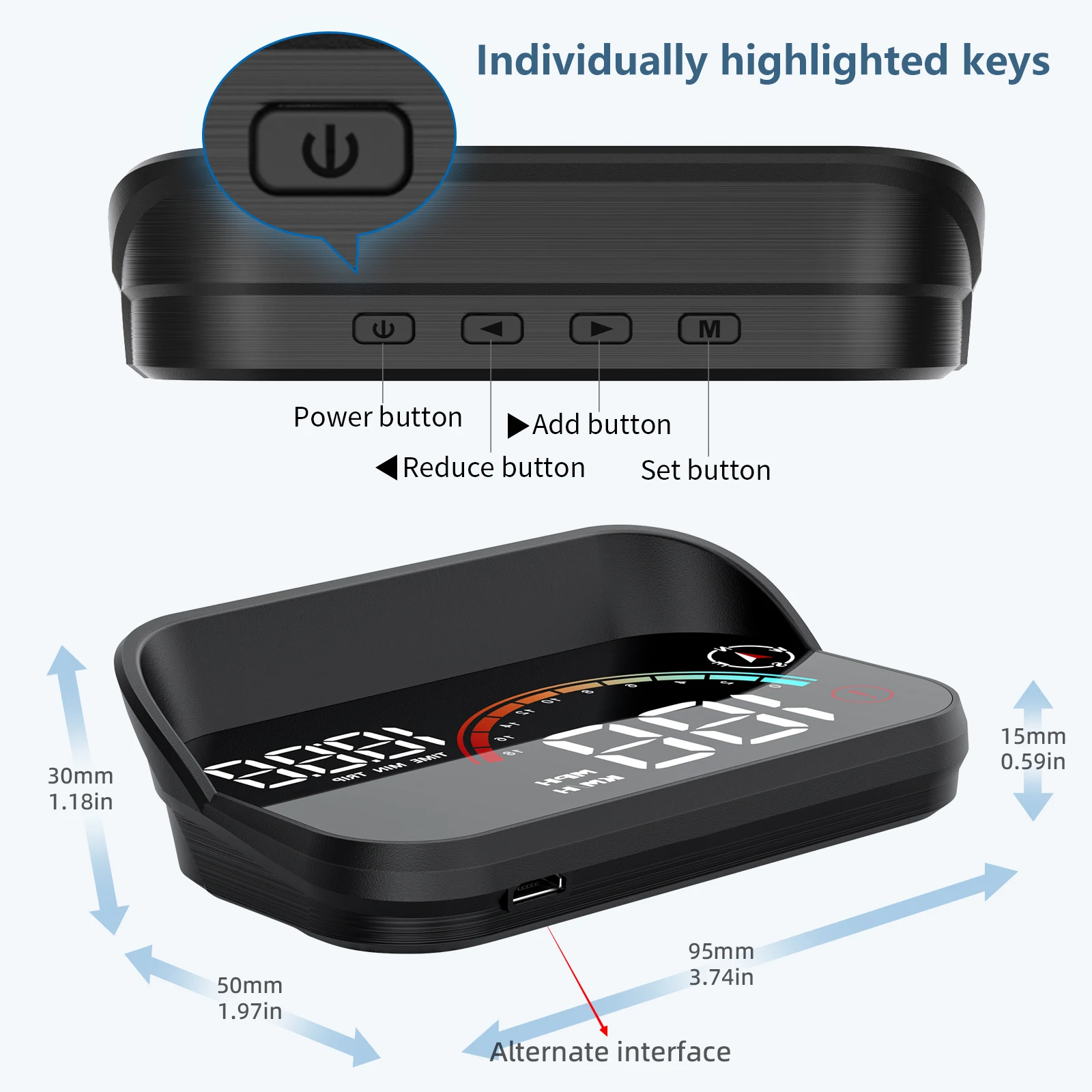 M22 Auto HUD Head Up Display Universal Digital GPS Tachometer HD LCD – Bild 4