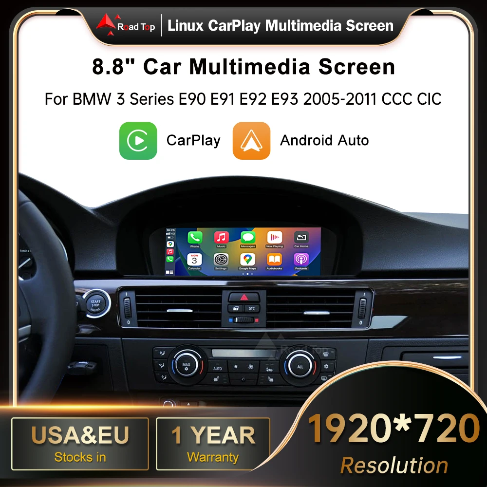 8,8'' Kabelloses RoadTop CarPlay Android Auto für BMW Serie 3 5 E90 E91 E92 E93 E60 E61 CCC CIC System