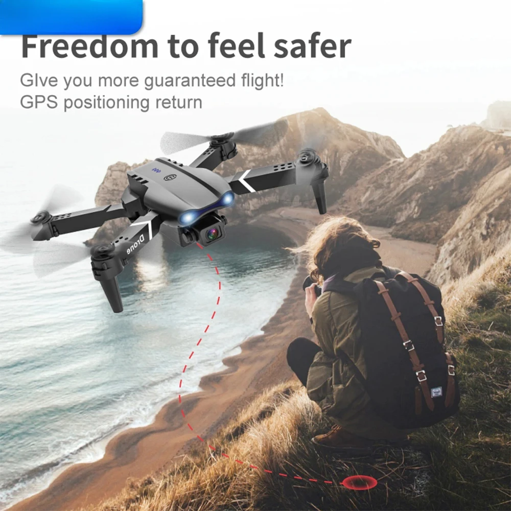 E99 Folding Drone Quadcopter Fernbedienung Griff Vier Achsen Flugzeug – Bild 2