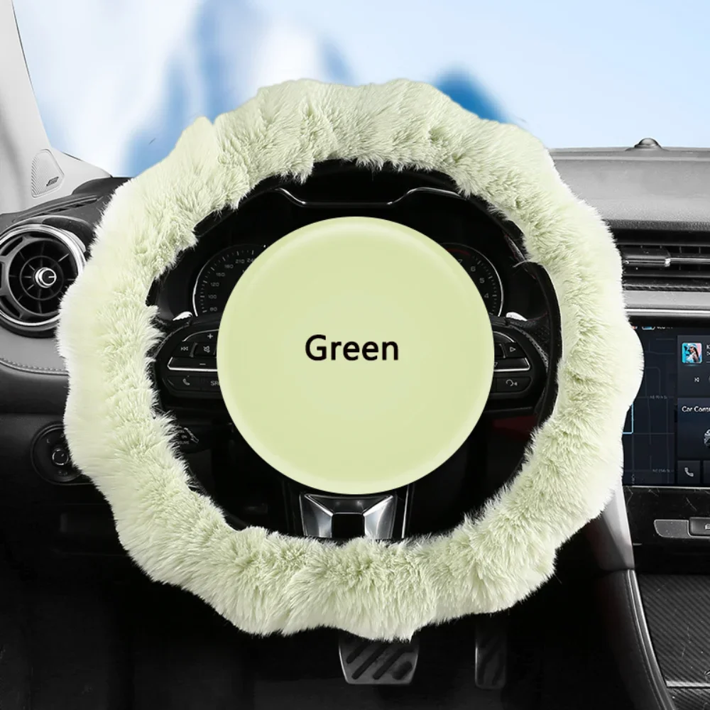 Winterwarmer, weicher, flauschiger Plüsch-Lenkradbezug für Autos, niedlicher, rutschfester, elastischer