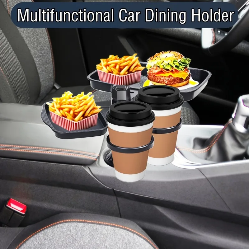 3-in-1 Detachable Car Cup Holder Tray-Expandable Food Table with 360° – Bild 4