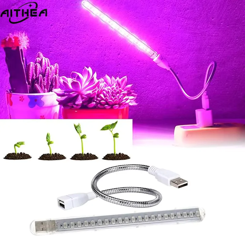 AITHEA Tragbare Vollspektrum-LED-Pflanzenlampe Rot & Blau USB – Bild 4