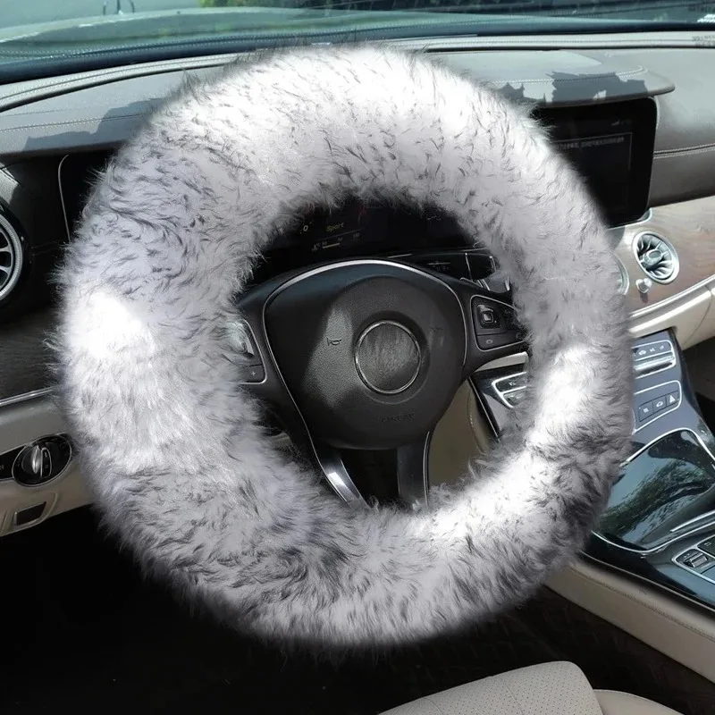 Winterlicher, gemütlicher langer Auto-Lenkradbezug aus Plüschwolle – Bild 2