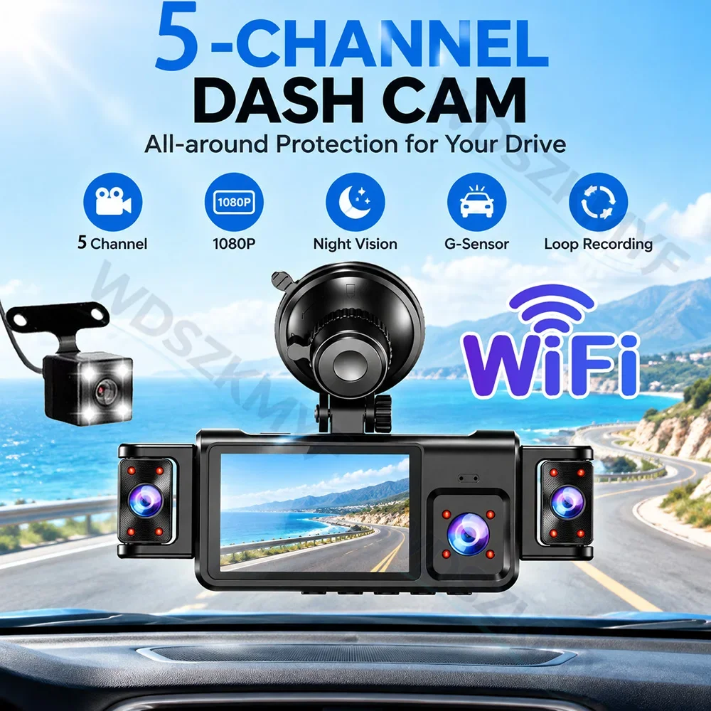 Dashcam für Autos 4 5-Kanal Black Box WiFi Fahrkamera FHD 1080P – Bild 2