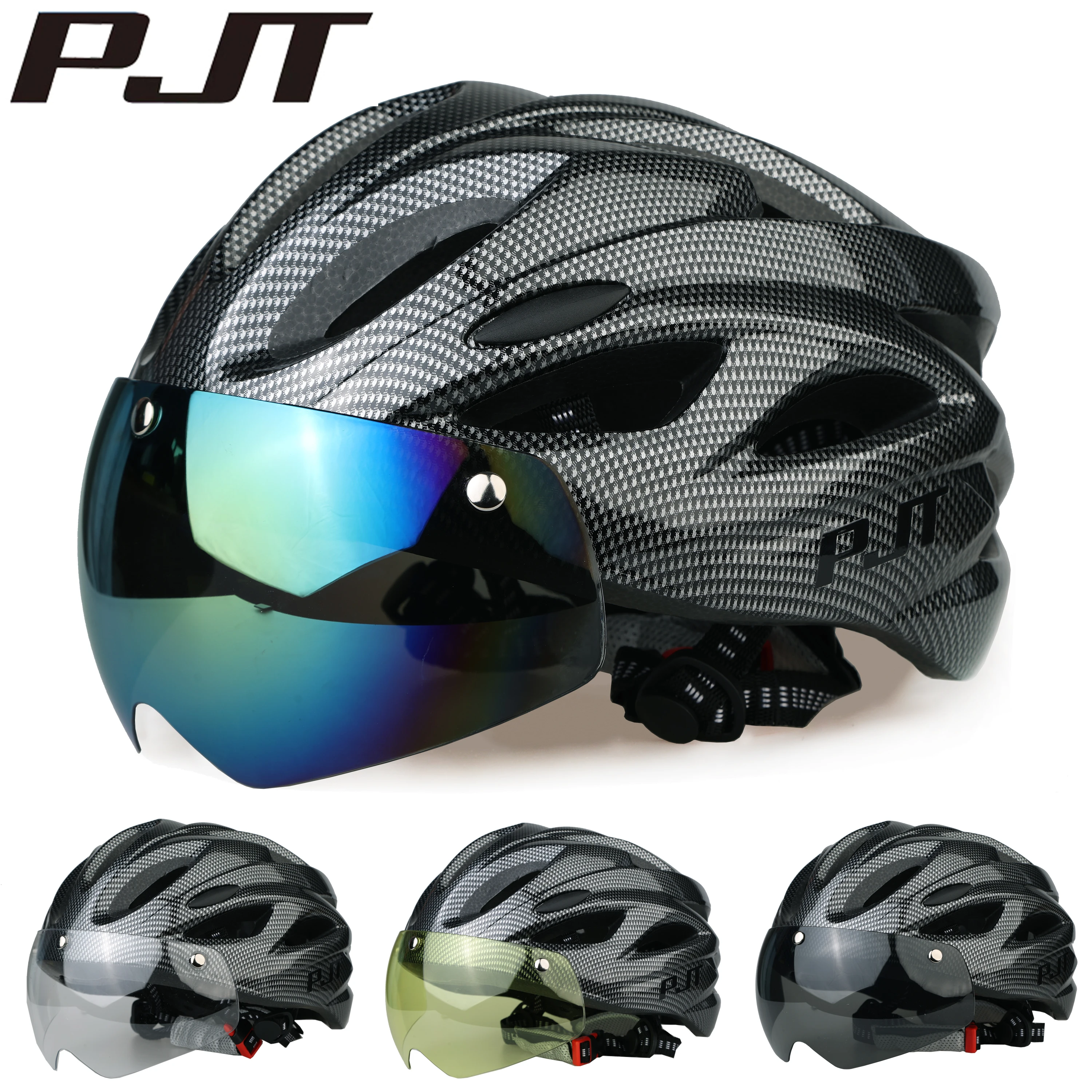 PJT Leichter, atmungsaktiver Fahrradhelm mit magnetischer Anziehungsschutzbrille, Linse, Fahrradhelm, frei