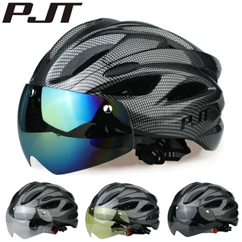 PJT Leichter, atmungsaktiver Fahrradhelm mit magnetischer Anziehungsschutzbrille, Linse, Fahrradhelm, frei