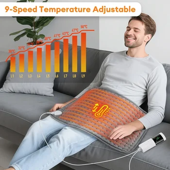 30 * 60 cm elektrische Heizkissen für Nacken, Schulter, Zuhause, Büro, waschbar, warme Winterdecke, 4 Timer, 9